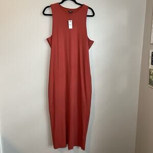 Express Dress Sz XL Maxi Lined Comfort Stretch Minimalist Orange Brown